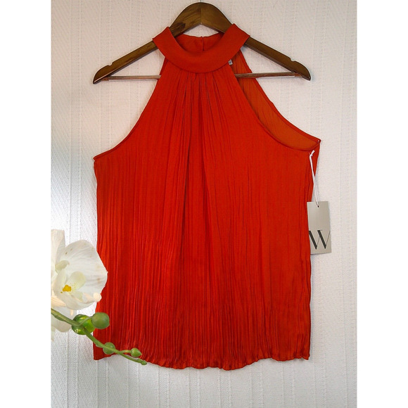 NWT Worthington Burnt Orange High Neck Sleeveless Blouse -Medium RTL $44 - Picture 6 of 13